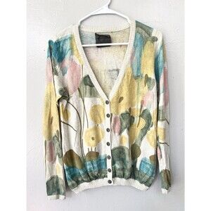 Anthropologie Guinevere Floral Button Cardigan Large Y2K Top Cotton Fairy